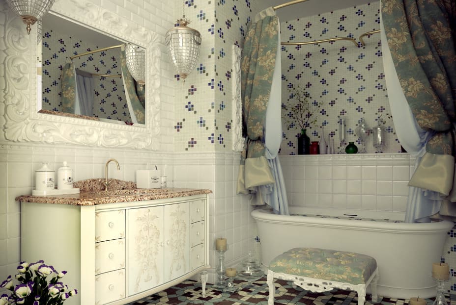 Сантехника в интерьере ванной в стиле прованс